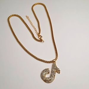 Iced Out Tiktok Gold Plated Adjustable Rope Chain Necklace